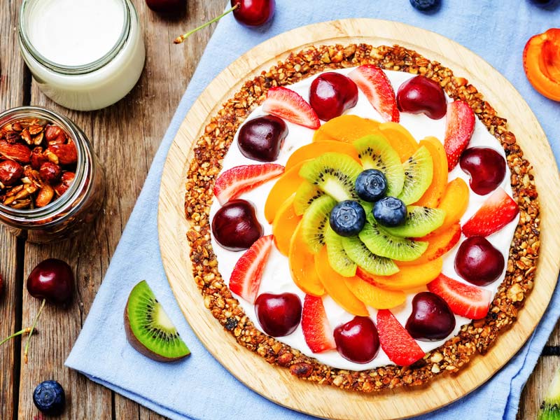 Pizza con frutta